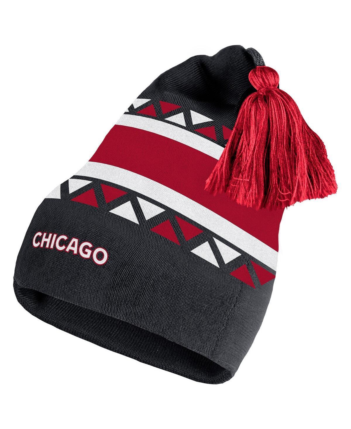 Mens adidas Black Chicago Blackhawks Reverse Retro 2.0 Pom Cuffed Knit Hat - Black Product Image