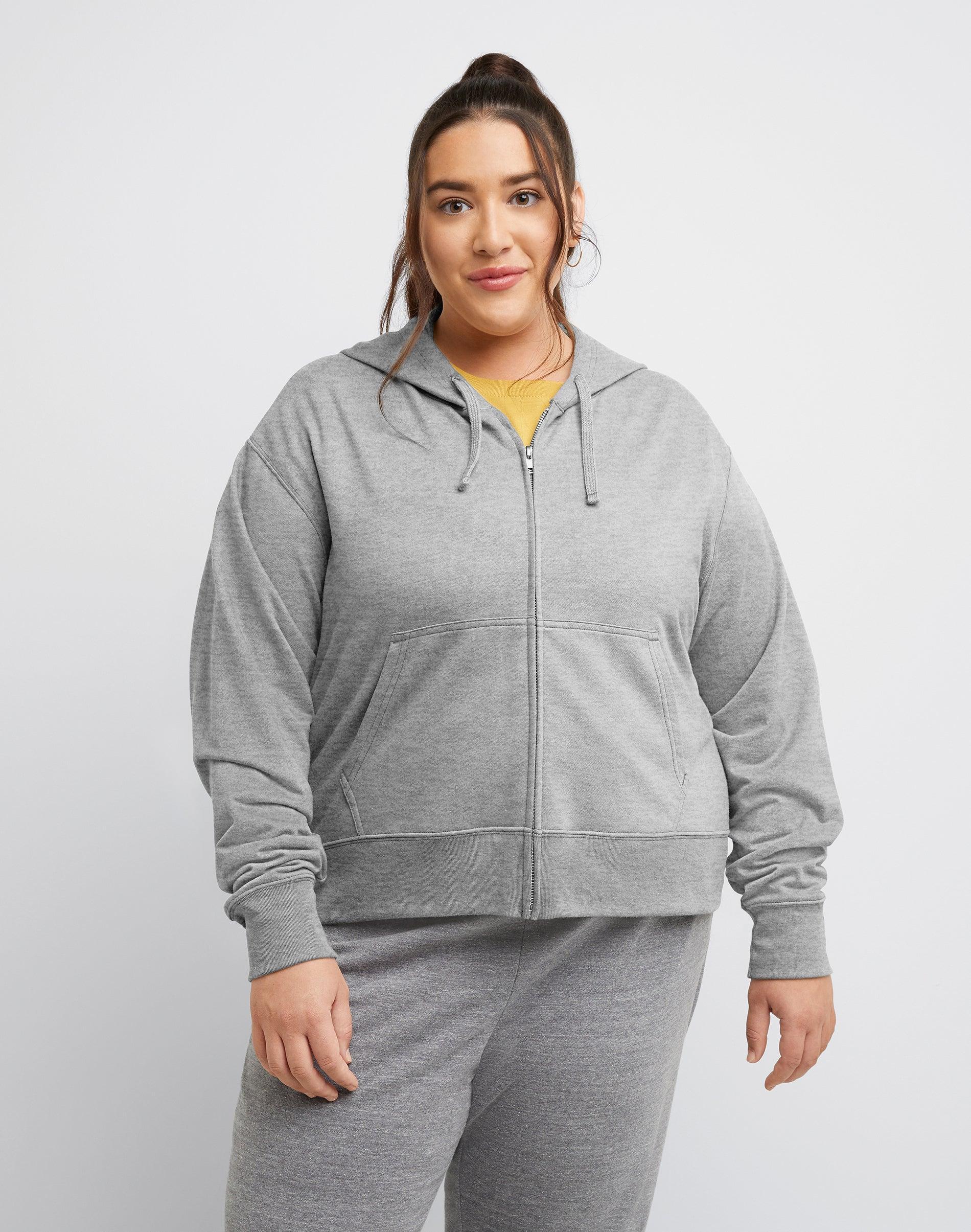 Hanes Originals Womens French Terry Hoodie (Plus Size) Oregano Heather 4X Product Image