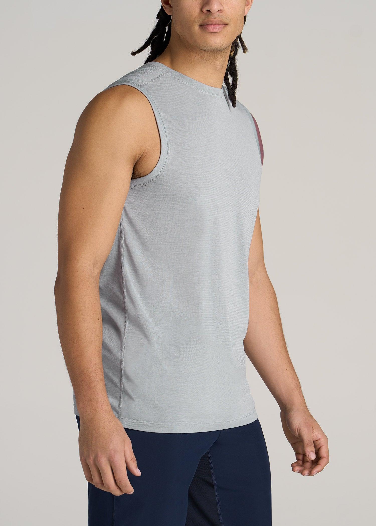 A.T. Performance MODERN-FIT Jersey Tank For Tall Men in Light Grey Mix Male Product Image