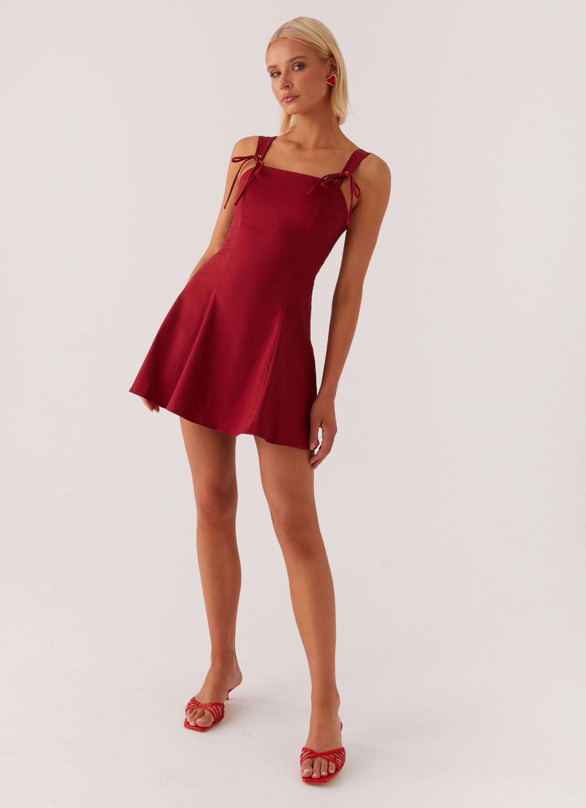 Jamaya Tie Mini Dress - Red Product Image