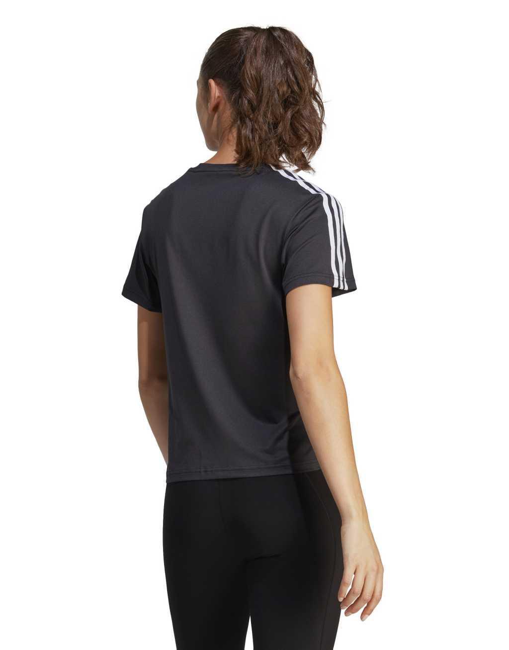 adidas Aeroready Train Essentials 3-Stripes Tee in black and white Product Image