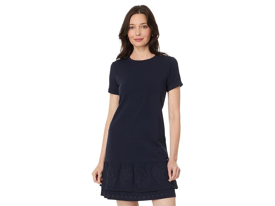 Women's Crewneck Short-Sleeve Embroidered Dress Product Image