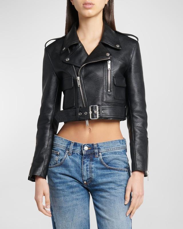 Womens Faux Leather Moto Jacket Product Image