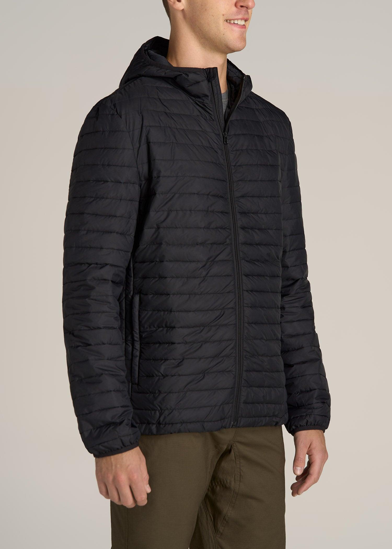 Tall Men's Packable Puffer Jacket in Black Male Product Image