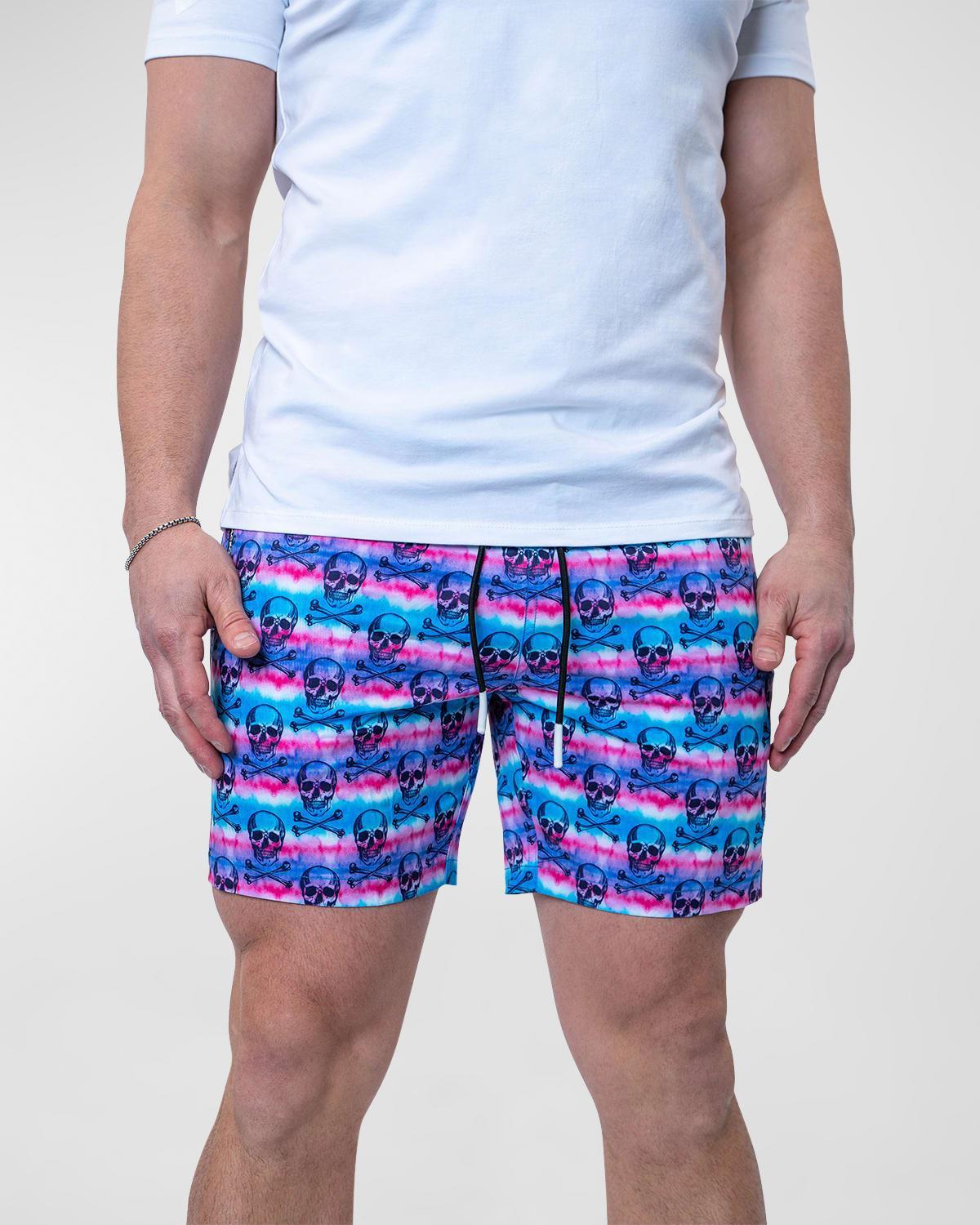 Mens Lion Tie-Dye Skull Swim Shorts Product Image