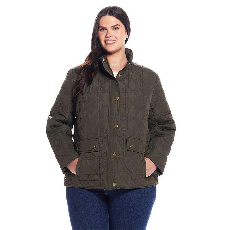 Plus Size Weathercast Modern Quilted Barn Jacket, Womens Dusty Green Product Image