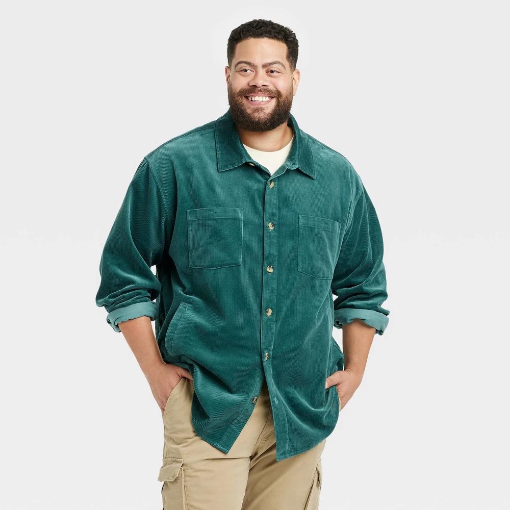 Mens Big & Tall Mid-Weight Corduroy Long Sleeve Button-Down Shirt - Goodfellow & Co LT Product Image