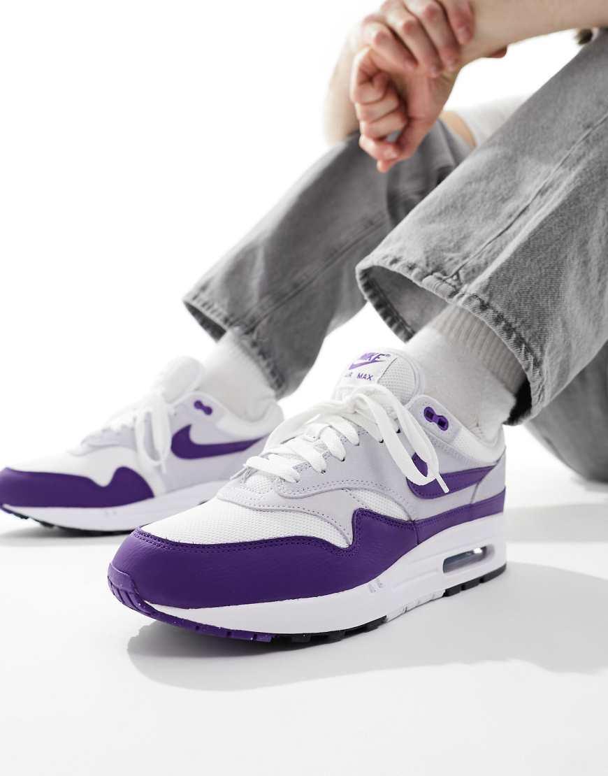 NIKE Air Max 1 Se Sneakers In White, Gray And Purple In Multicolor Product Image