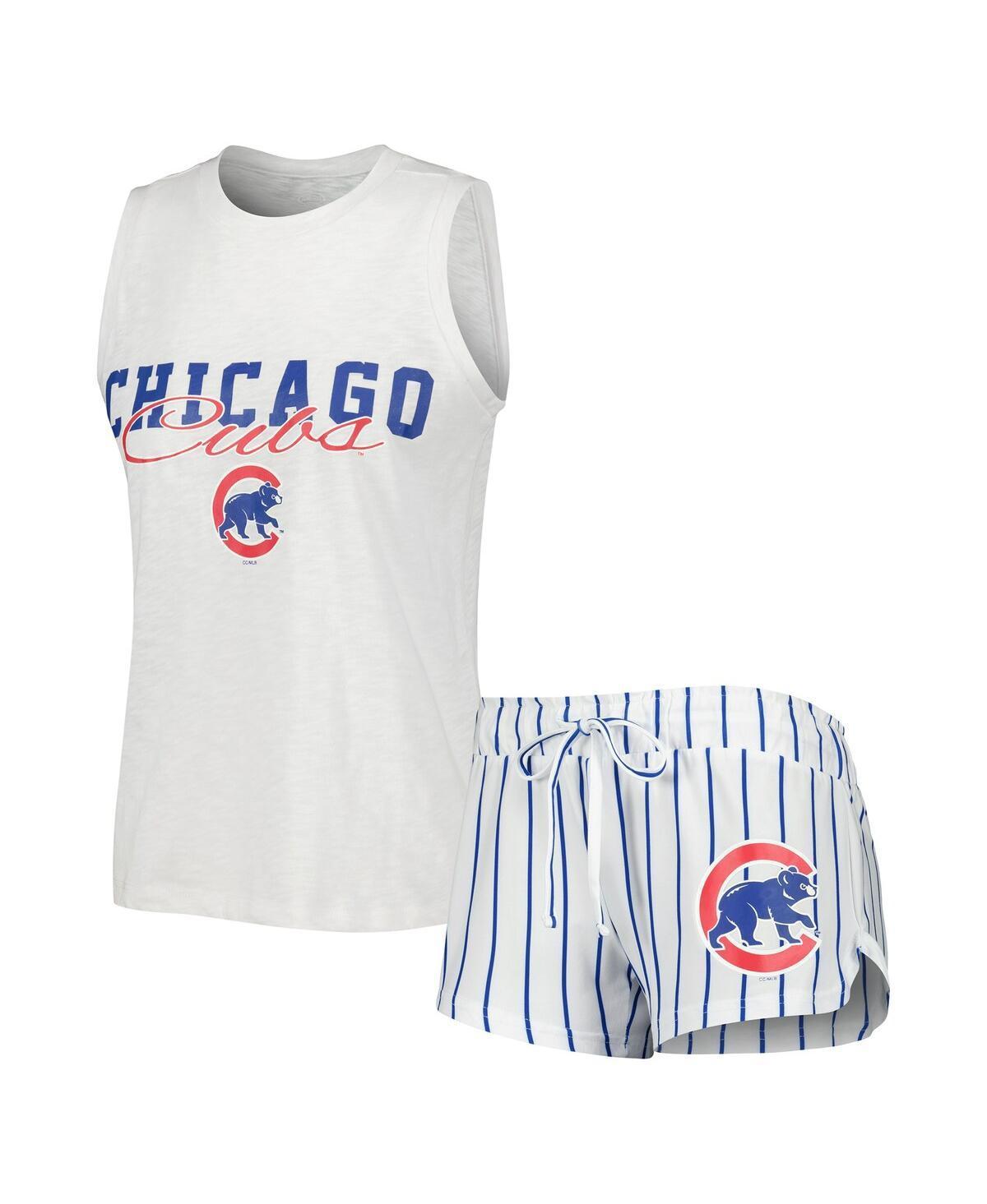 Womens Concepts Sport White Chicago Cubs Reel Pinstripe Tank Top & Shorts Sleep Set Product Image