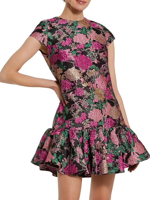 Womens Brocade Floral Cocktail Minidress Product Image