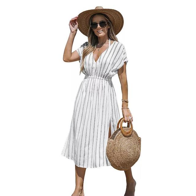 Womens CUPSHE Striped Midi Cover-Up Dress Product Image