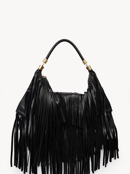 Chloé Foulard shoulder bag in fringed leather Product Image