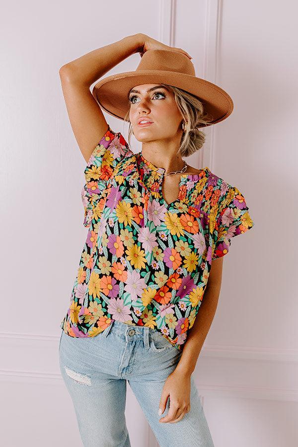 Floral Galore Shift Top In Black Product Image