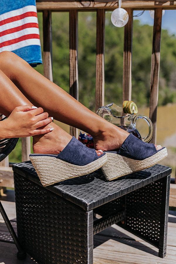 The Mariposa Faux Suede Wedge In Navy Product Image