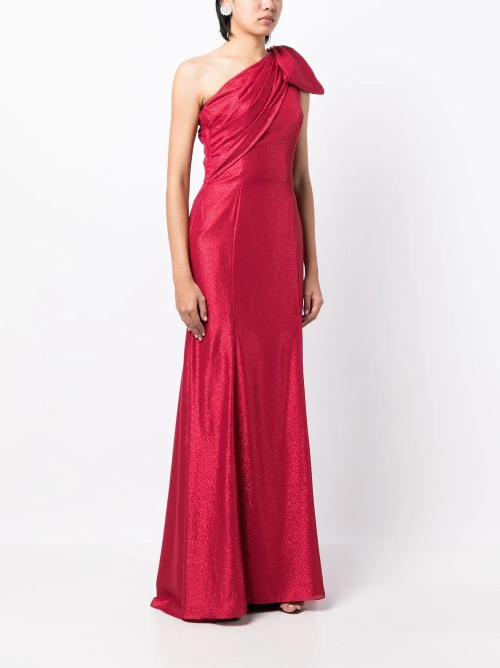 Imogen one-shoulder draped gown  Product Image