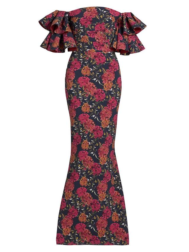 Womens Parvati Floral Jersey Off-The-Shoulder Gown Product Image