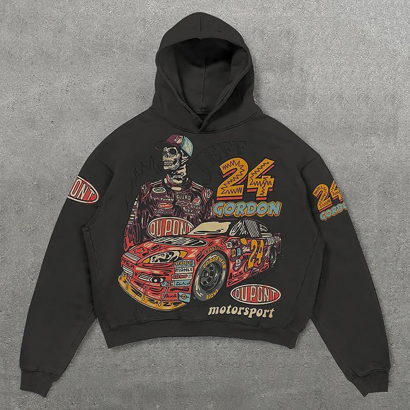 Skull Racer Jeff 24 Gordon Print Graphic Fleece Pullover Hoodie Product Image