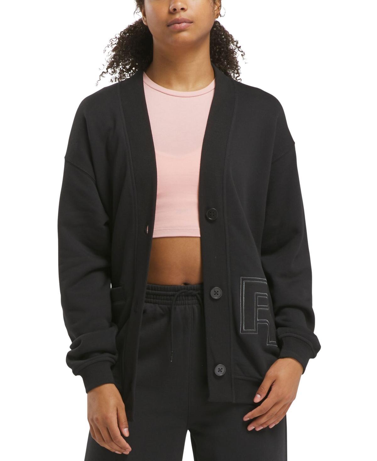 Reebok Womens Team Cotton Appliqued Initial Cardigan Product Image