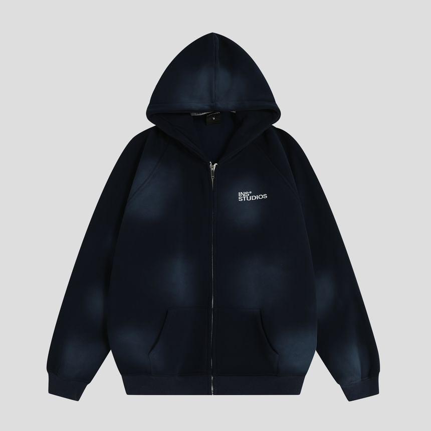 Lettering Hooded Zip-Up Jacket Product Image