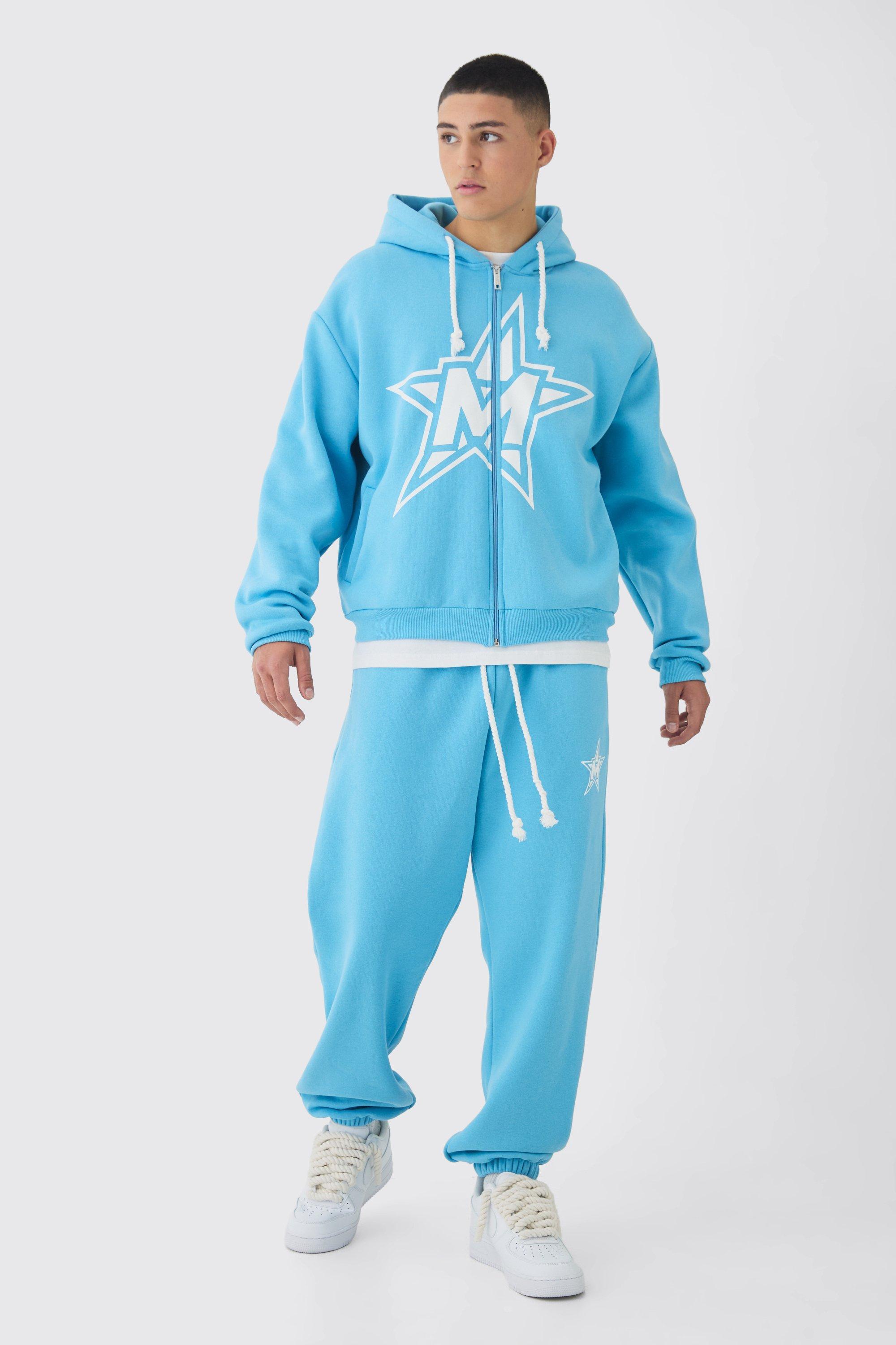 Oversized Boxy Rope Drawcords Varsity Zip Through Tracksuit | boohooMAN USA Product Image