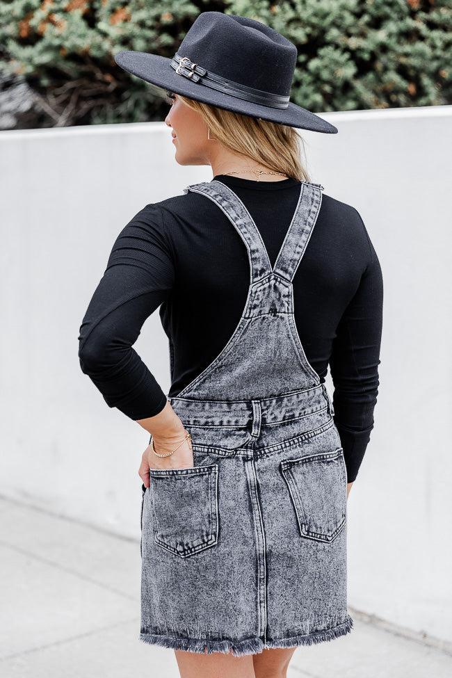 Back To That Night Black Acid Wash Overall Dress FINAL SALE Product Image