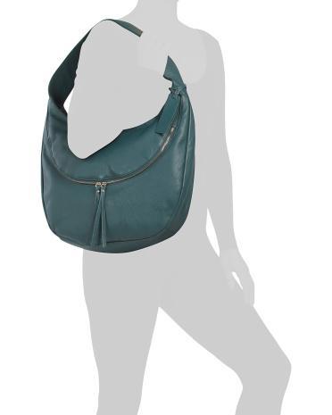 Leather Medium Half Moon Hobo With Front Pocket for Women Product Image