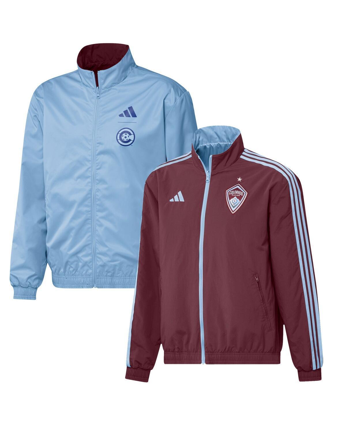 Mens adidas Burgundy/Light Blue Colorado Rapids 2023 On-Field Anthem Full-Zip Reversible Team Jacket Product Image