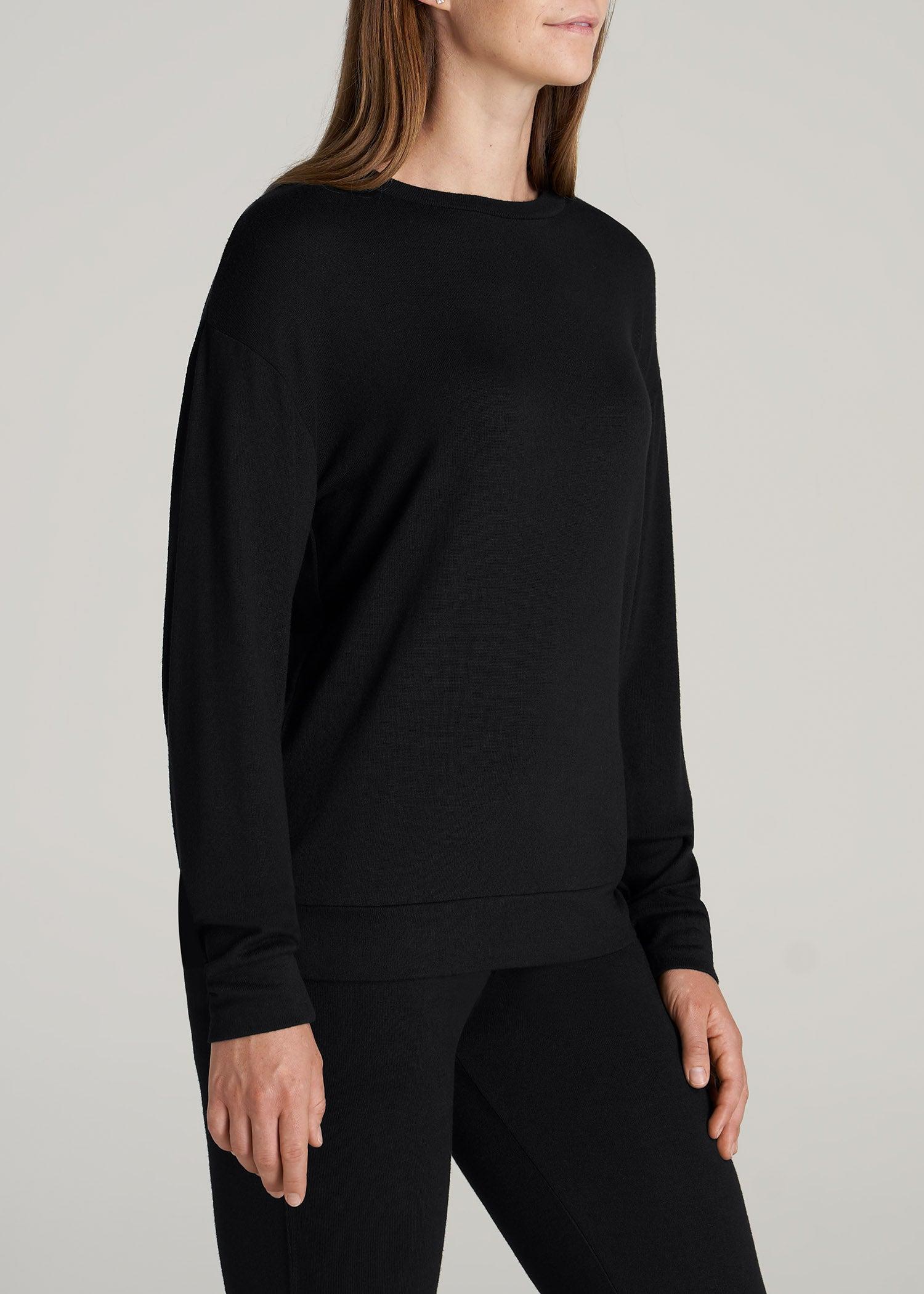 Cozy Lounge Crewneck in Black - Tall Women's Shirts Female Product Image