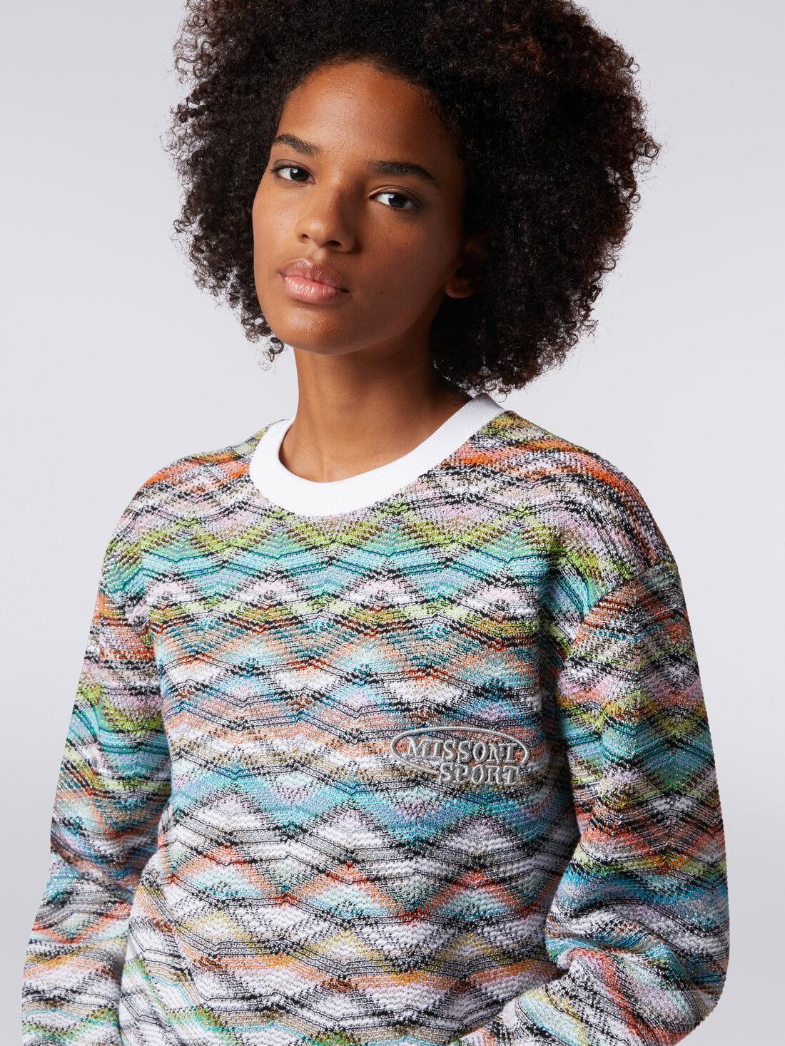 Crew-neck sweatshirt in knit with lurex and logo Multicoloured | Missoni Product Image