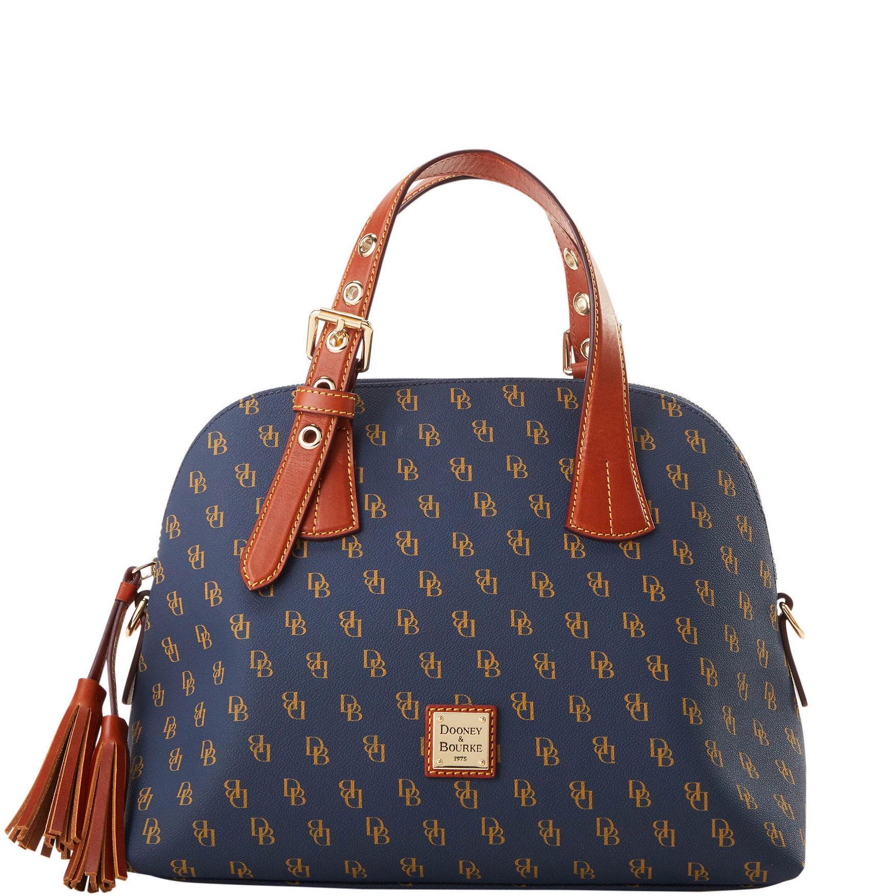 Dooney & Bourke Womens Gretta Small Audrey Coated Cotton Satchel Bag in Navy Product Image