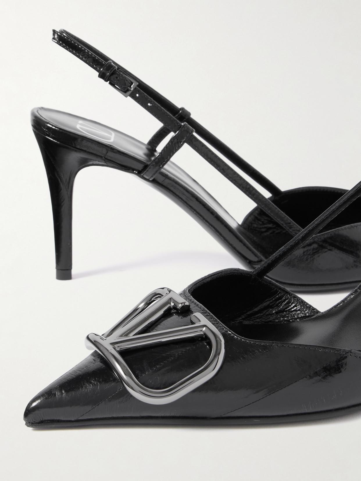 VALENTINO GARAVANI 80 Vlogo Patent Leather Slingback Pumps In Black Product Image