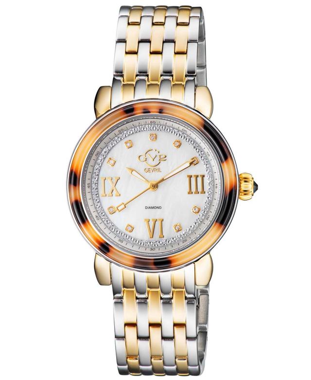 GV2 by Gevril Womens Marsala Tortoise Two-Tone Stainless Steel Watch 36mm Product Image