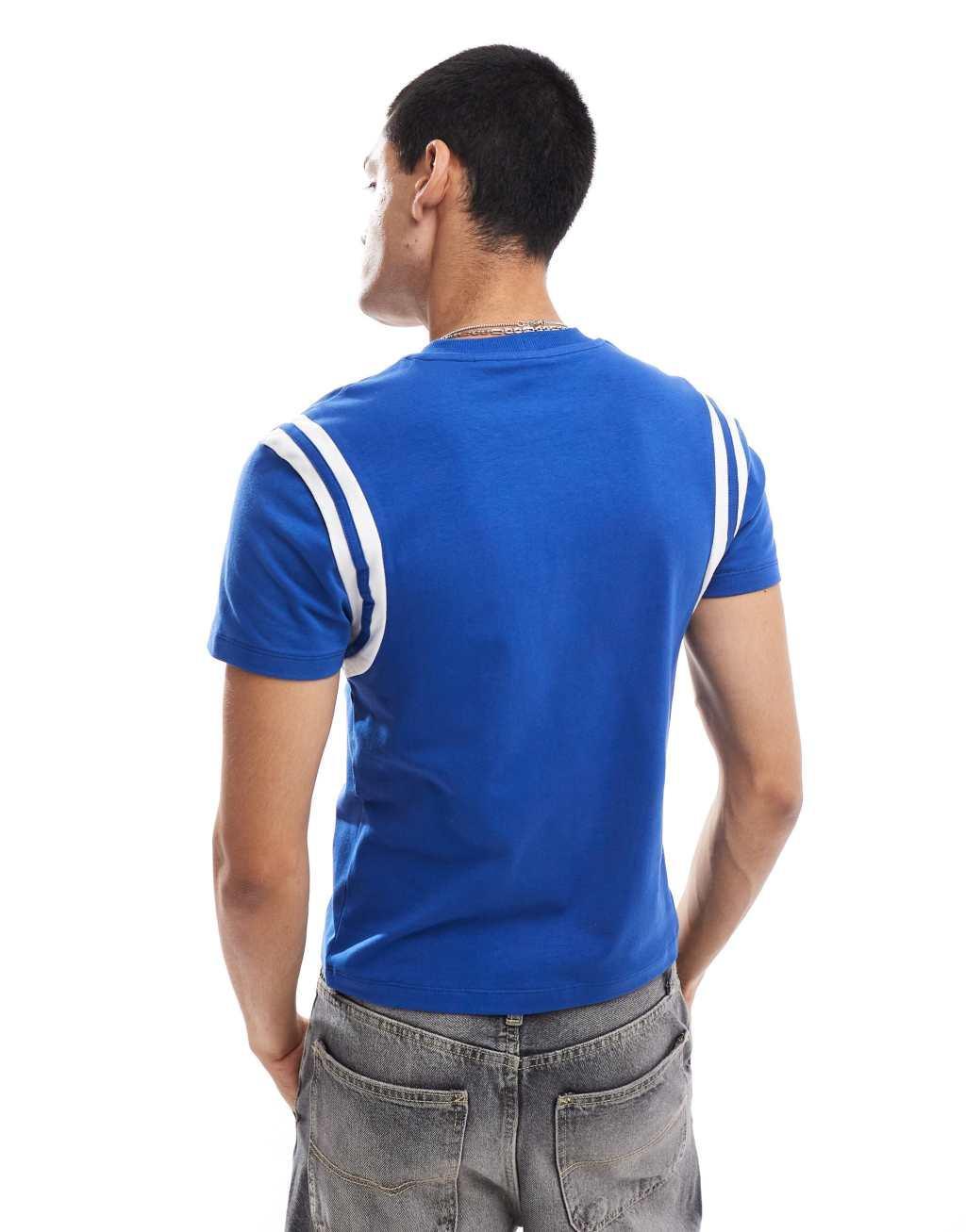 COLLUSION Shrunken athletic t-shirt with football detail in blue  Product Image