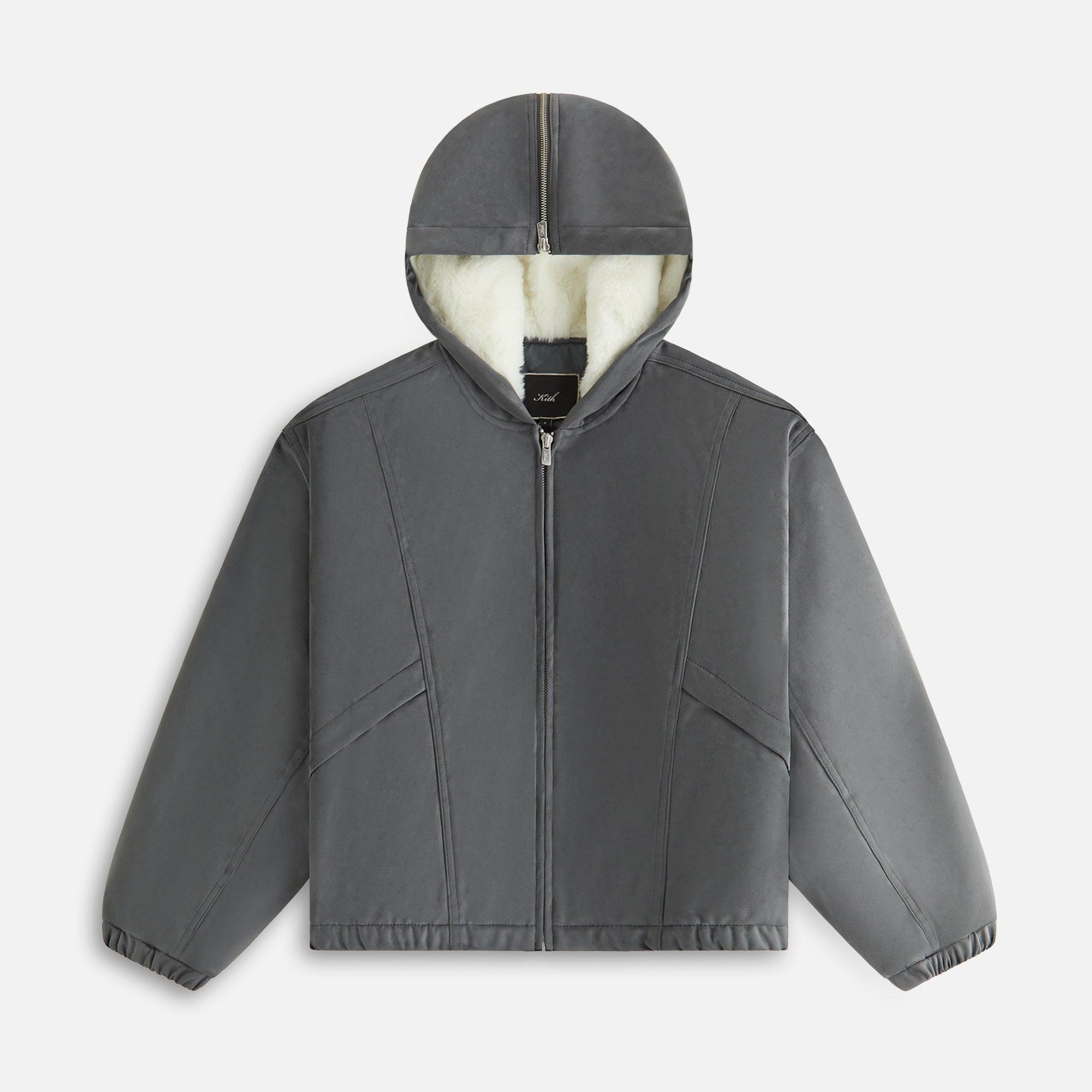 Kith Women Nylas Microsuede Zip Hooded Bomber - Asteroid Female Product Image