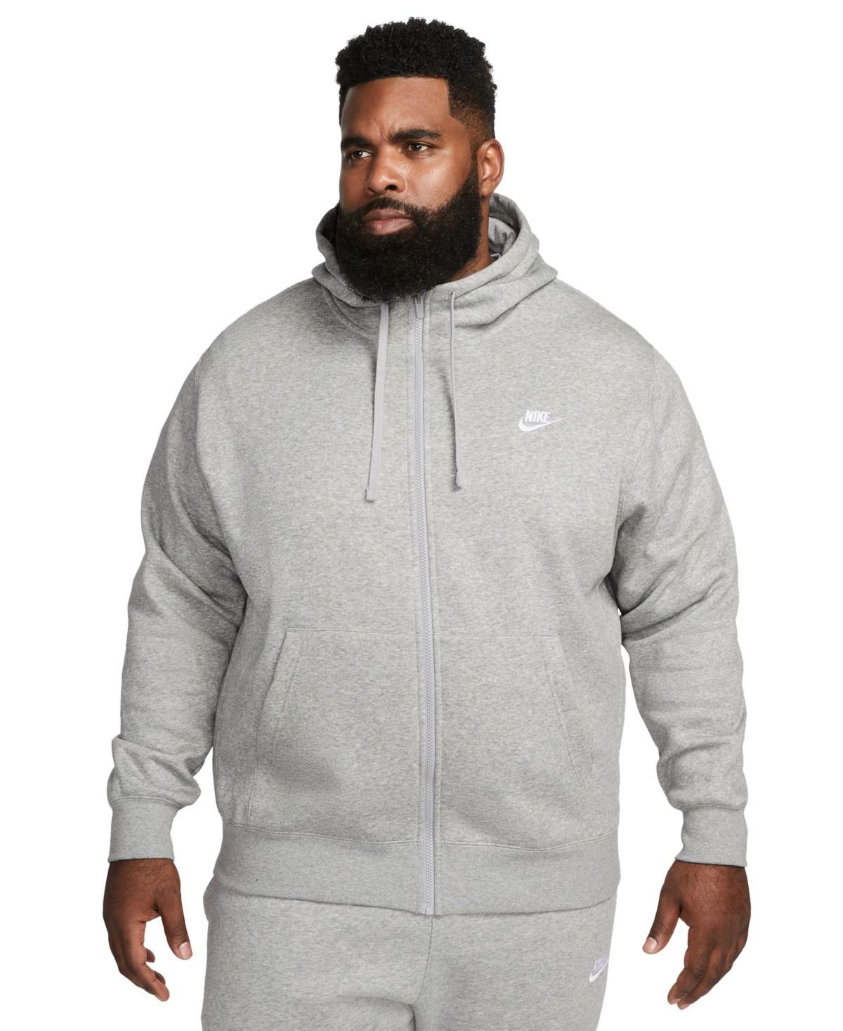 Nike Mens Nike Club Full-Zip Hoodie - Mens White/Midnight Navy Product Image