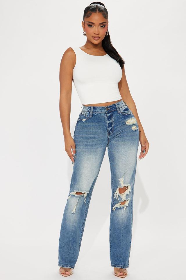 Avalon Stretch Ripped Straight Leg Jeans - Vintage Wash Product Image