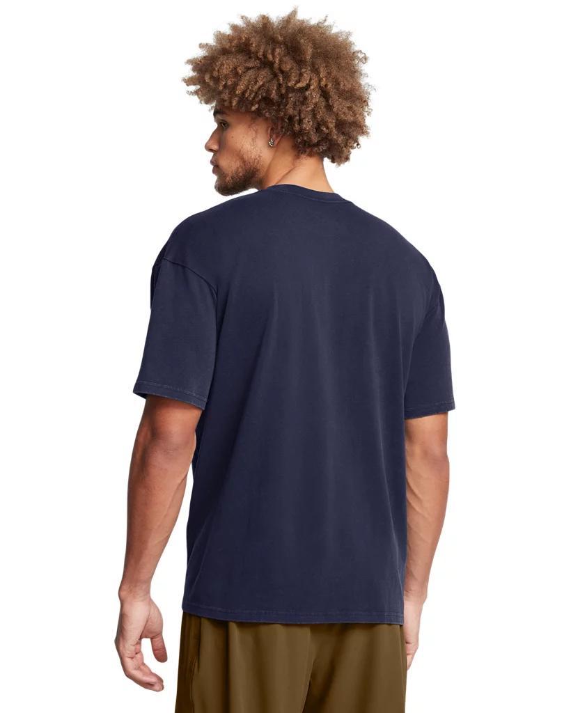 Mens UA Heavyweight Oversized Logo Wash Short Sleeve Product Image