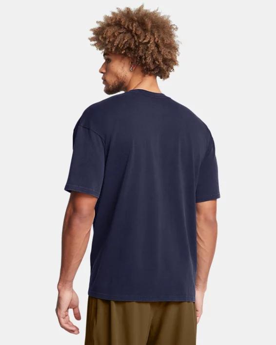 Mens UA Heavyweight Oversized Logo Wash Short Sleeve Product Image