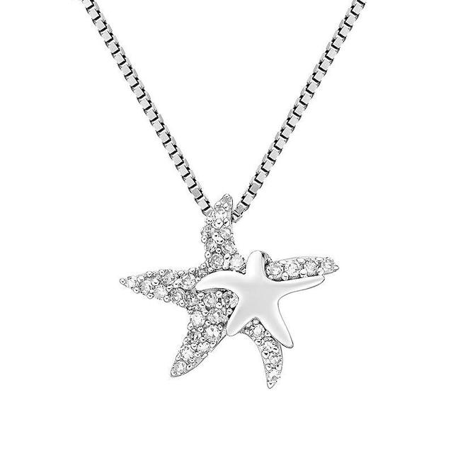 Gemminded Sterling Silver 1/10 Carat T.W. Diamond Starfish Pendant Necklace, Womens White Product Image