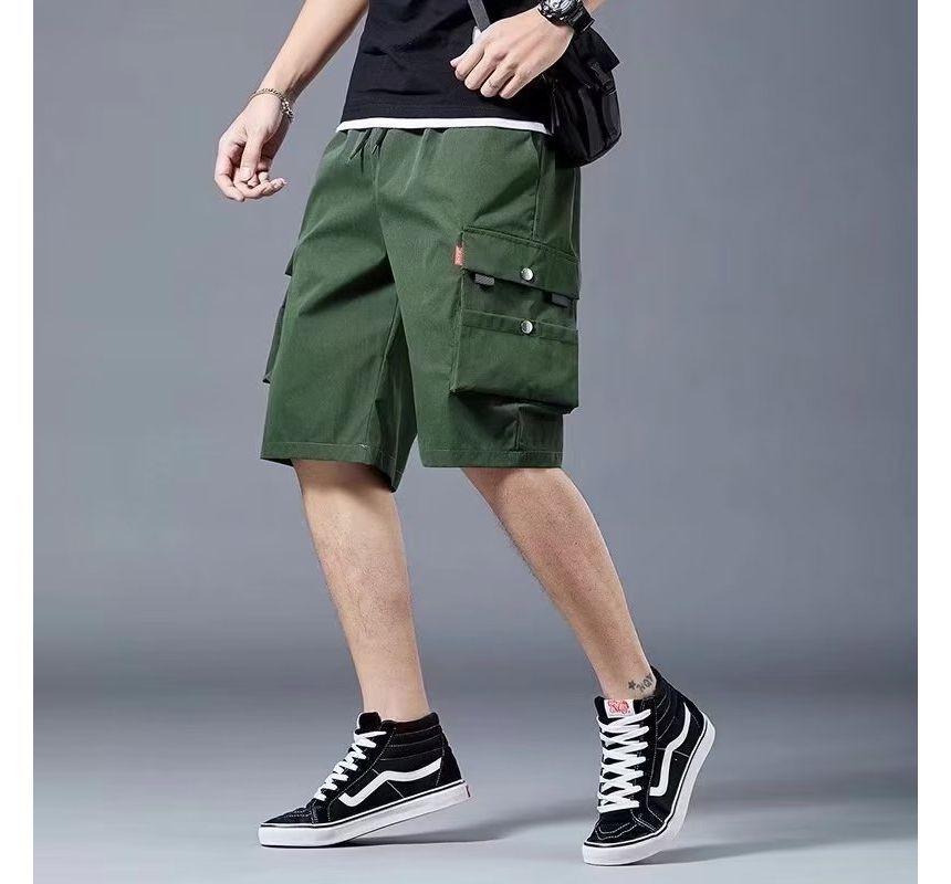 Mid Rise Plain Cargo Shorts Product Image