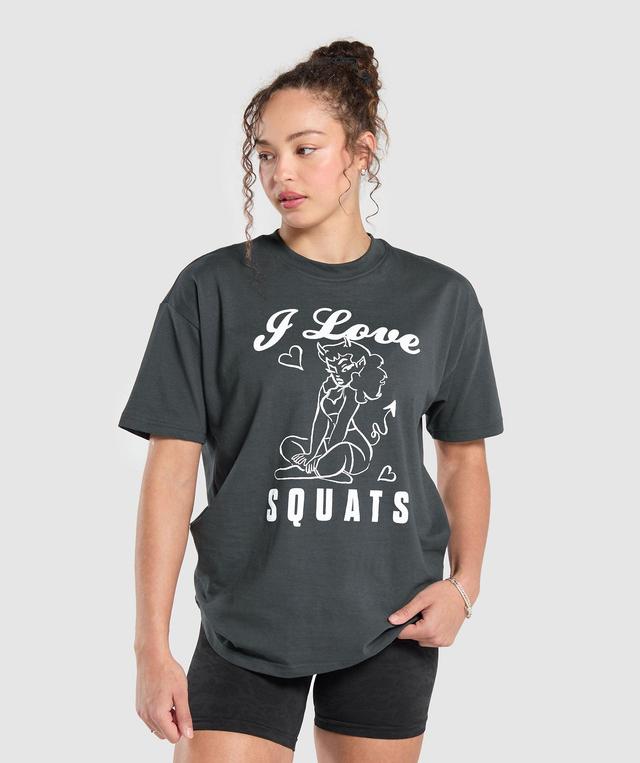 I Love Squats Graphic Oversized Tee Product Image