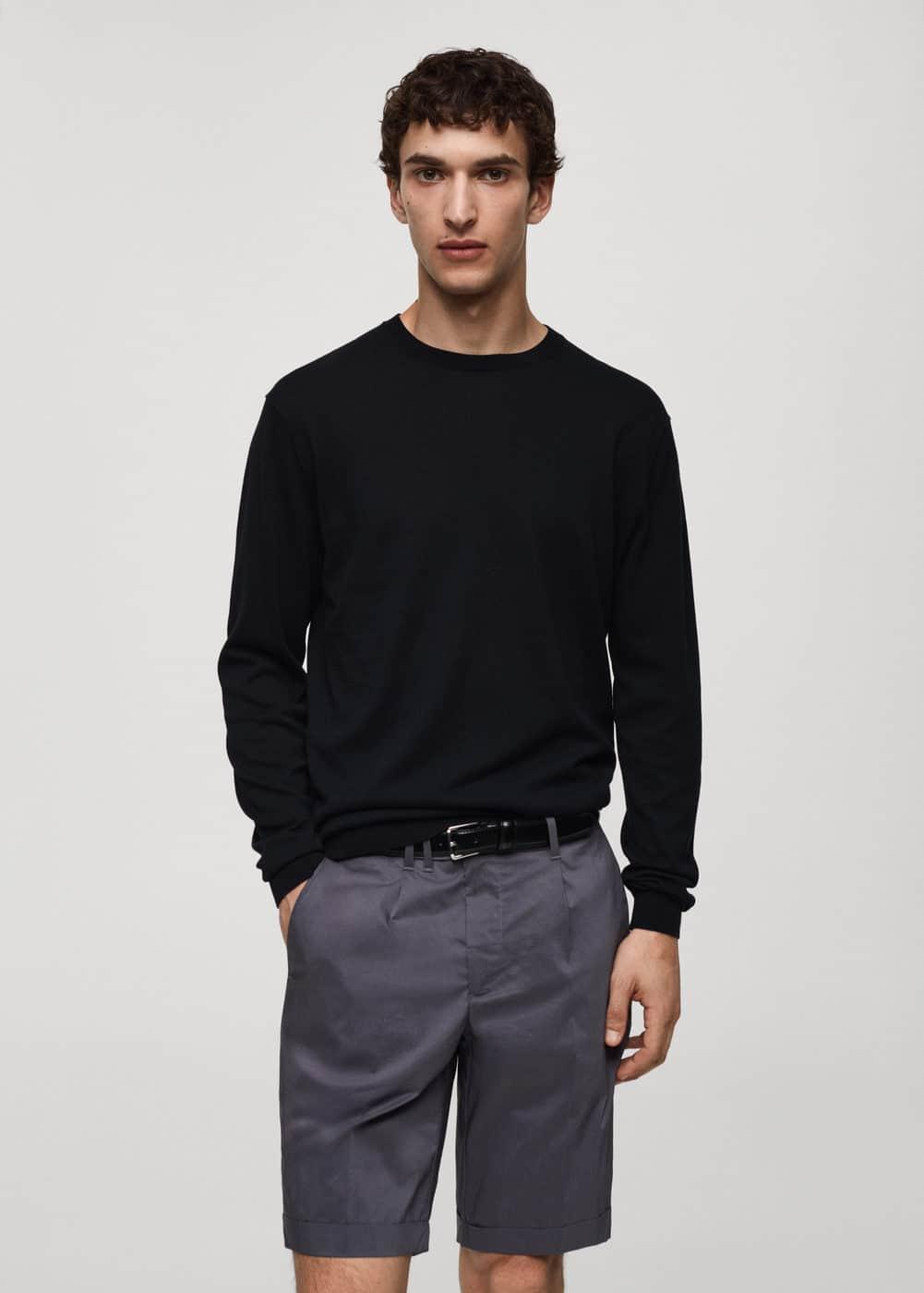 MANGO MAN - 100% cotton fine-knit sweater dark navyMen Product Image