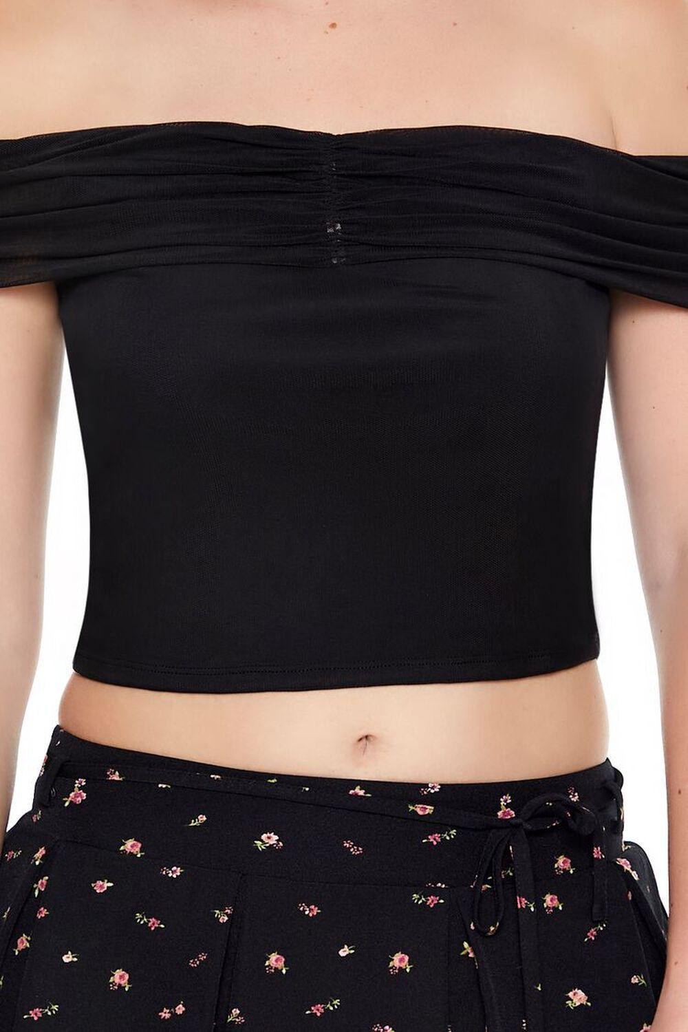 Mesh Off-the-Shoulder Crop Top | Forever 21 Product Image