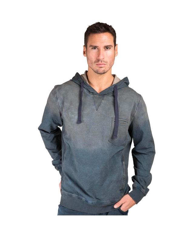 Mens Hand Crafted Wash Knit Denim Pullover Hoodie Sweatshirt Product Image