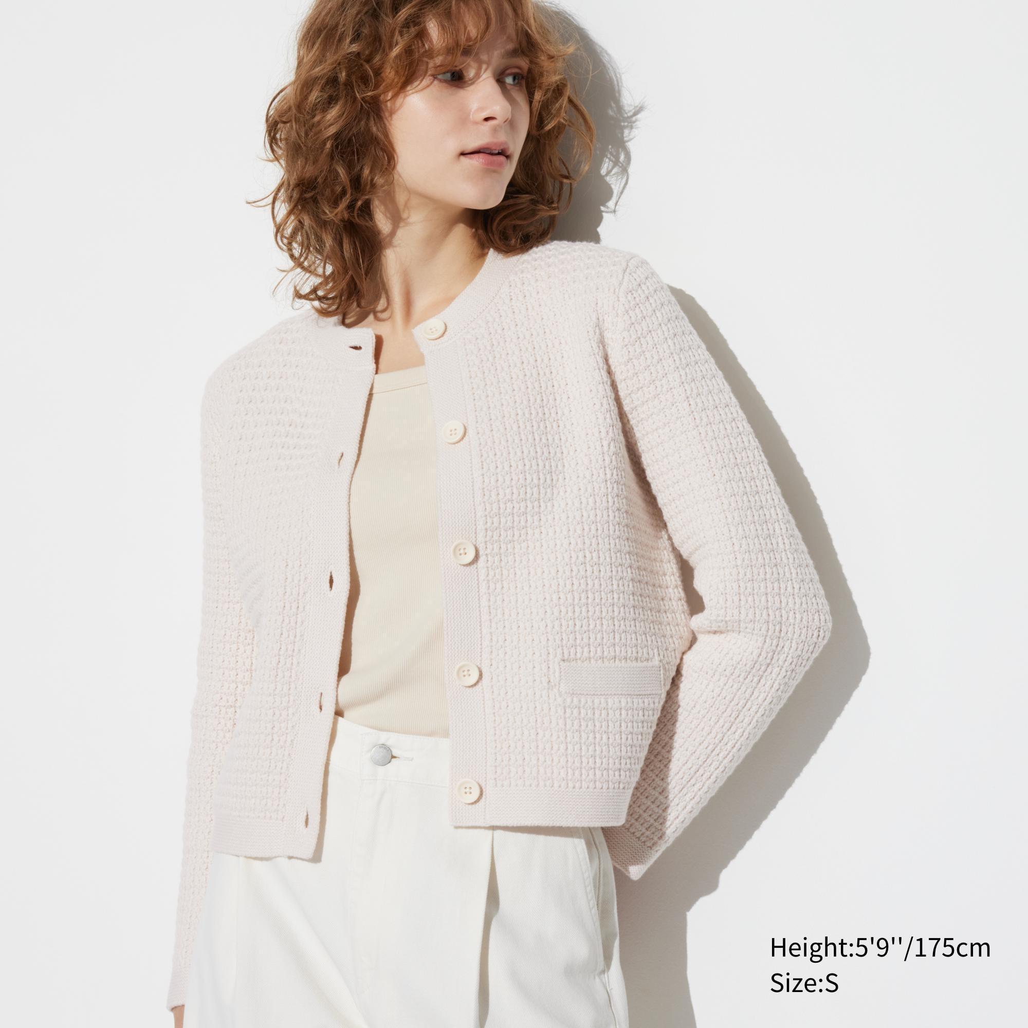 Womens Knitted Short Jacket Off White XS UNIQLO US Product Image