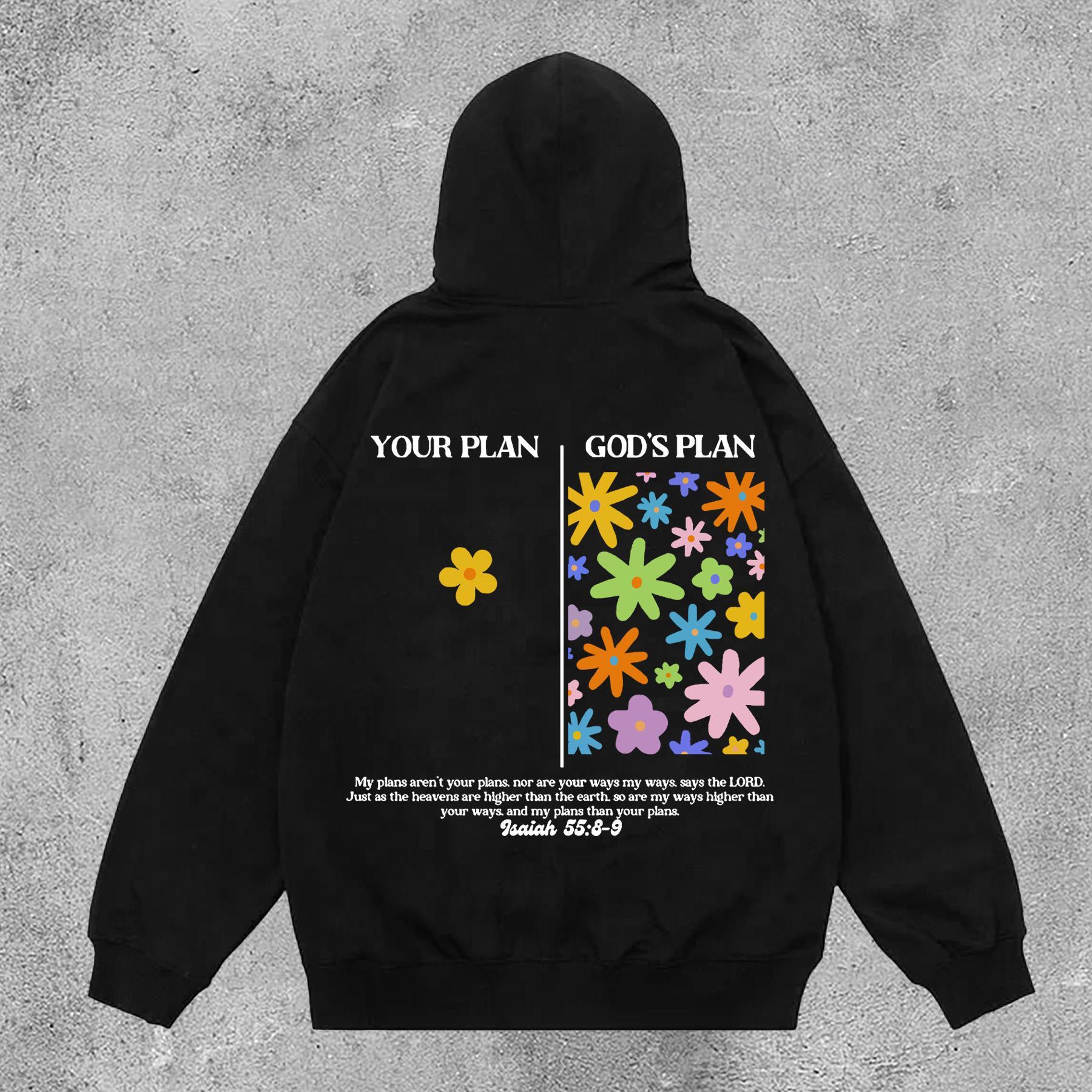 Men's Casual God's Plan Print Side Pockets Hoodie Product Image