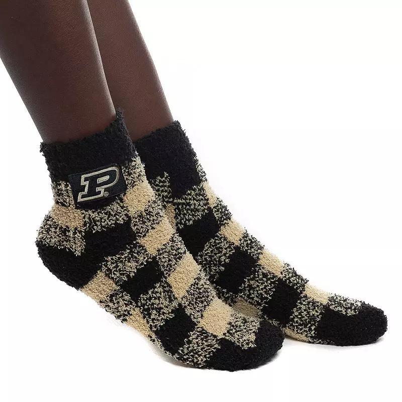 Womens ZooZatz Purdue Boilermakers Fuzzy Buffalo Check Ankle Socks Product Image