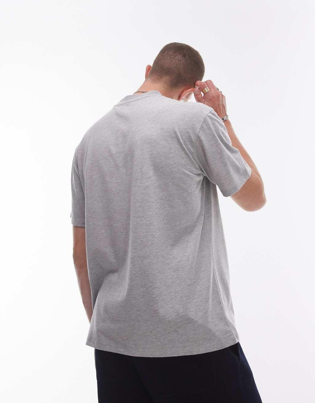 Topman oversized fit T-shirt with Carpe Diem print in gray heather Product Image