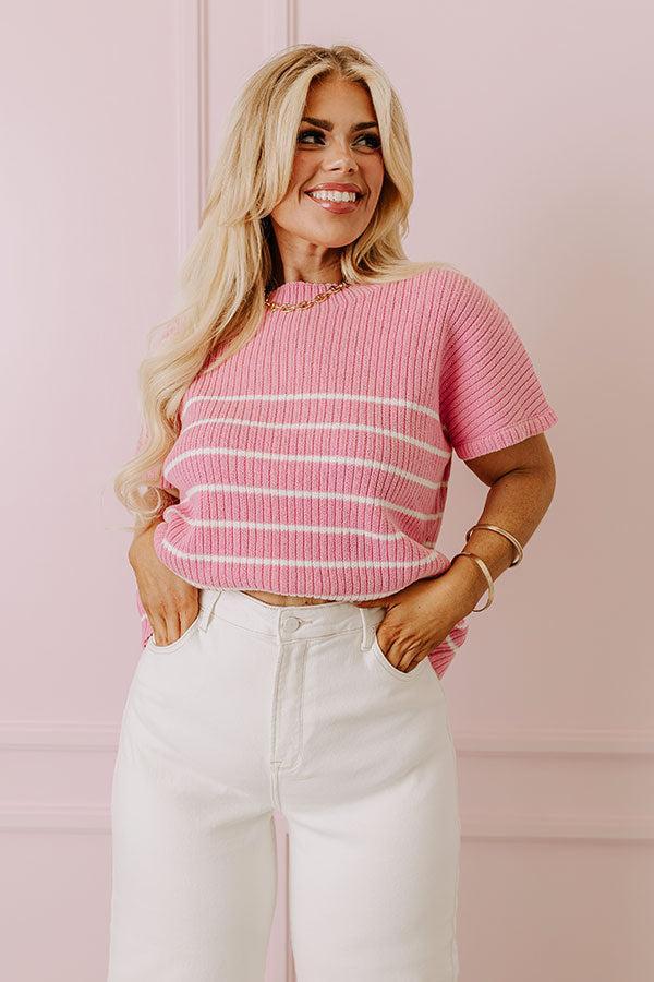 City Chic Knit Top in Pink Curves Product Image