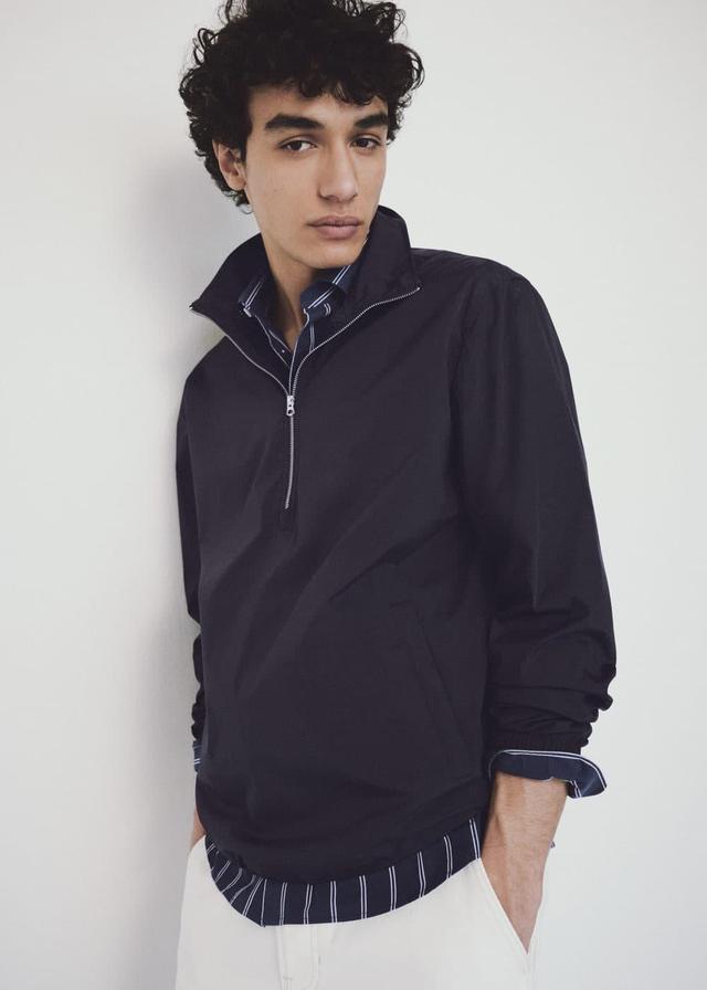 MANGO MAN - Water-repellent jacket with zipper dark navyMen Product Image